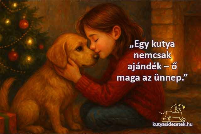 karácsonyi kutyás idézetek „Egy kutya nemcsak ajándék – ő maga az ünnep.”