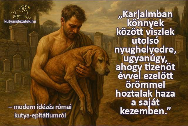 Gazdi karjában viszi elhunyt kutyáját az utolsó nyughelyére, megható búcsú jelenet idézettel.