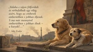 Kutyás idézet kép Ady Endre idézetével: Valaha e tájon fölfordult és vérbefulladt egy világ azért, hogy az emberek…