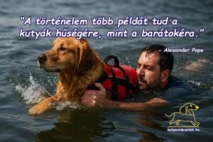 Kutyája segítségével menekülő gazda a vízben – a kutyák hűségét bemutató jelenet