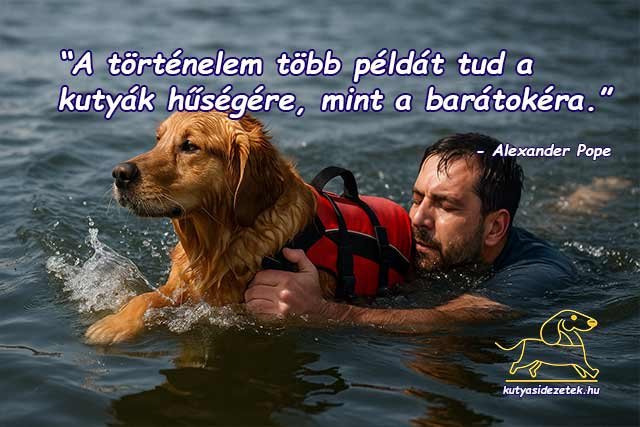 Kutyája segítségével menekülő gazda a vízben – a kutyák hűségét bemutató jelenet